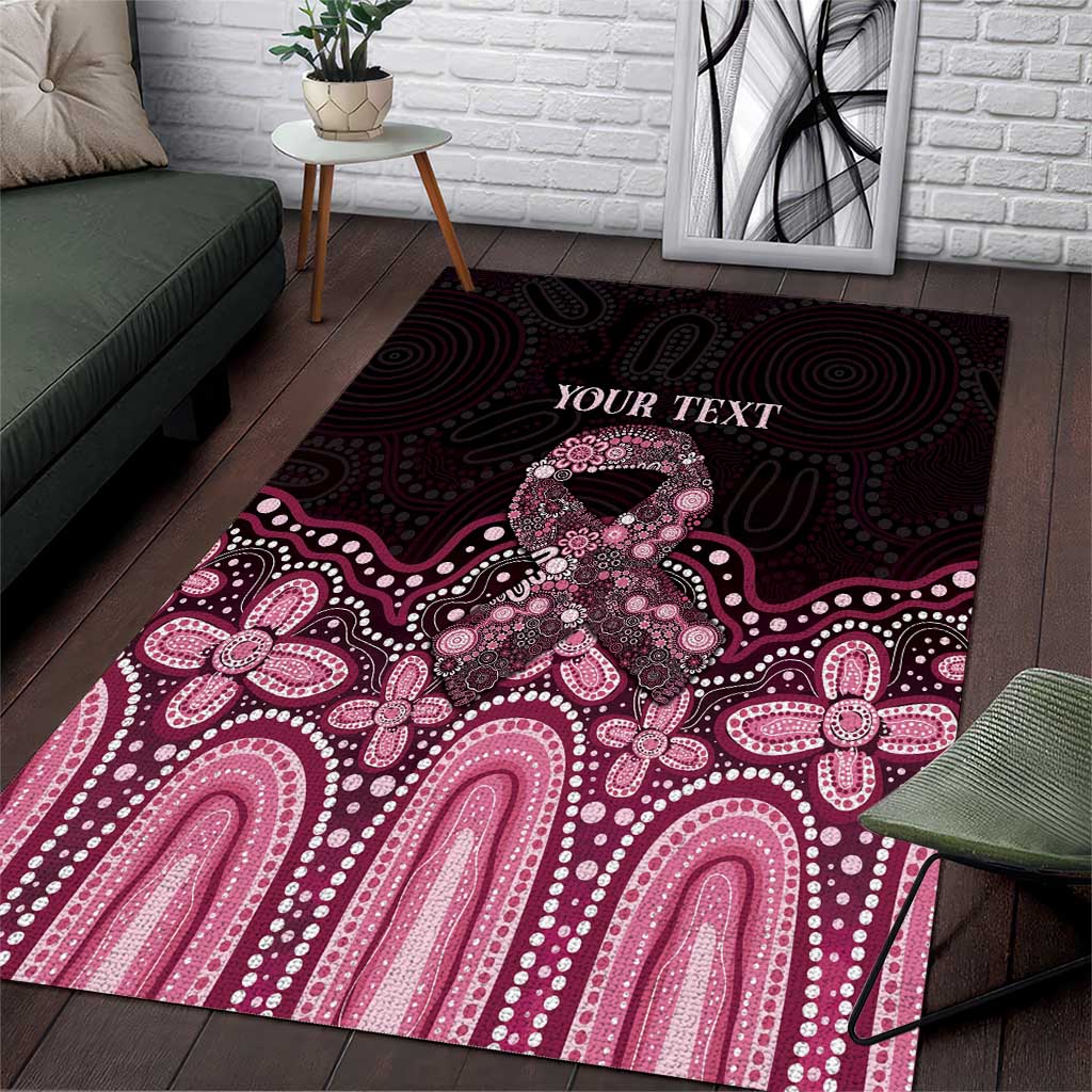 Australia Indigenous Personalized Area Rug Aboriginal Pink Ribbon Art