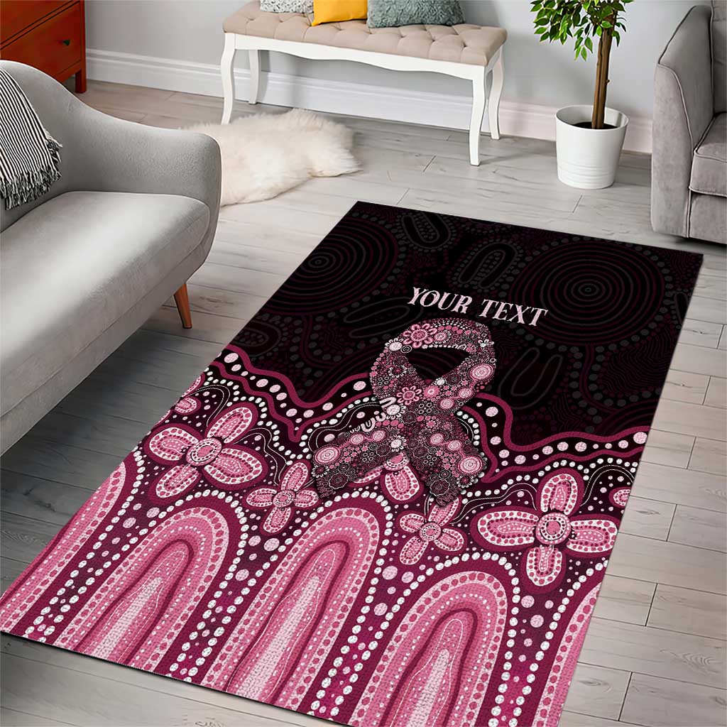 Australia Indigenous Personalized Area Rug Aboriginal Pink Ribbon Art