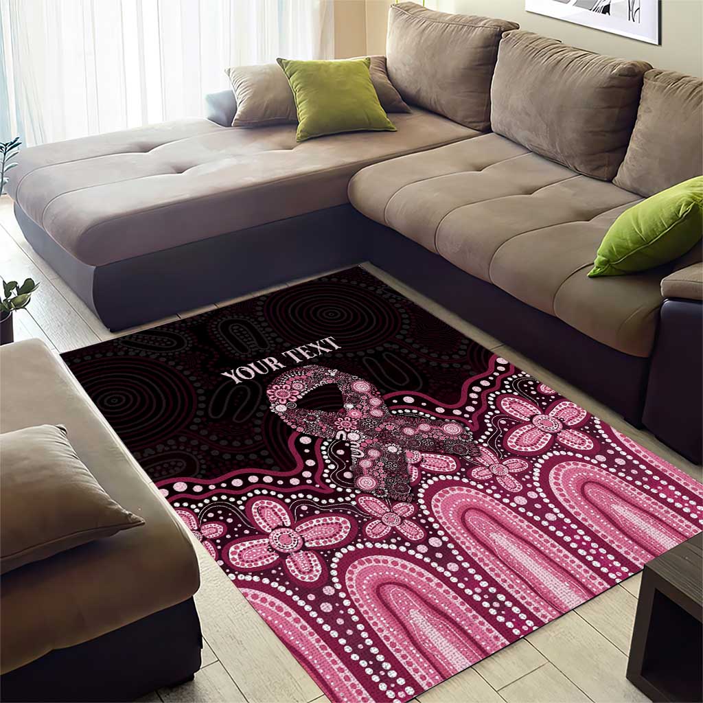 Australia Indigenous Personalized Area Rug Aboriginal Pink Ribbon Art