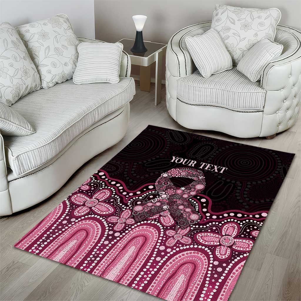Australia Indigenous Personalized Area Rug Aboriginal Pink Ribbon Art