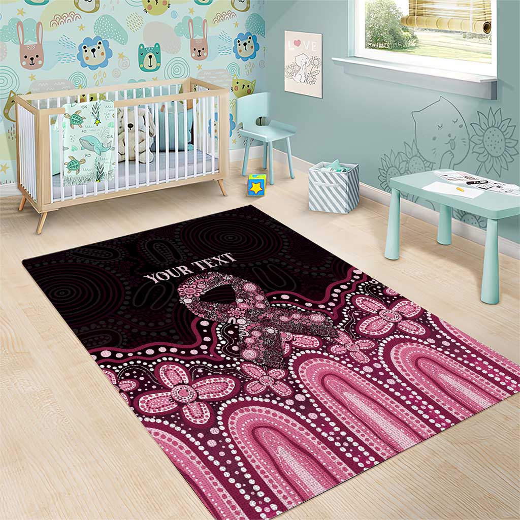 Australia Indigenous Personalized Area Rug Aboriginal Pink Ribbon Art