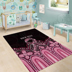 Australia Indigenous Personalized Area Rug Aboriginal Pink Ribbon Art