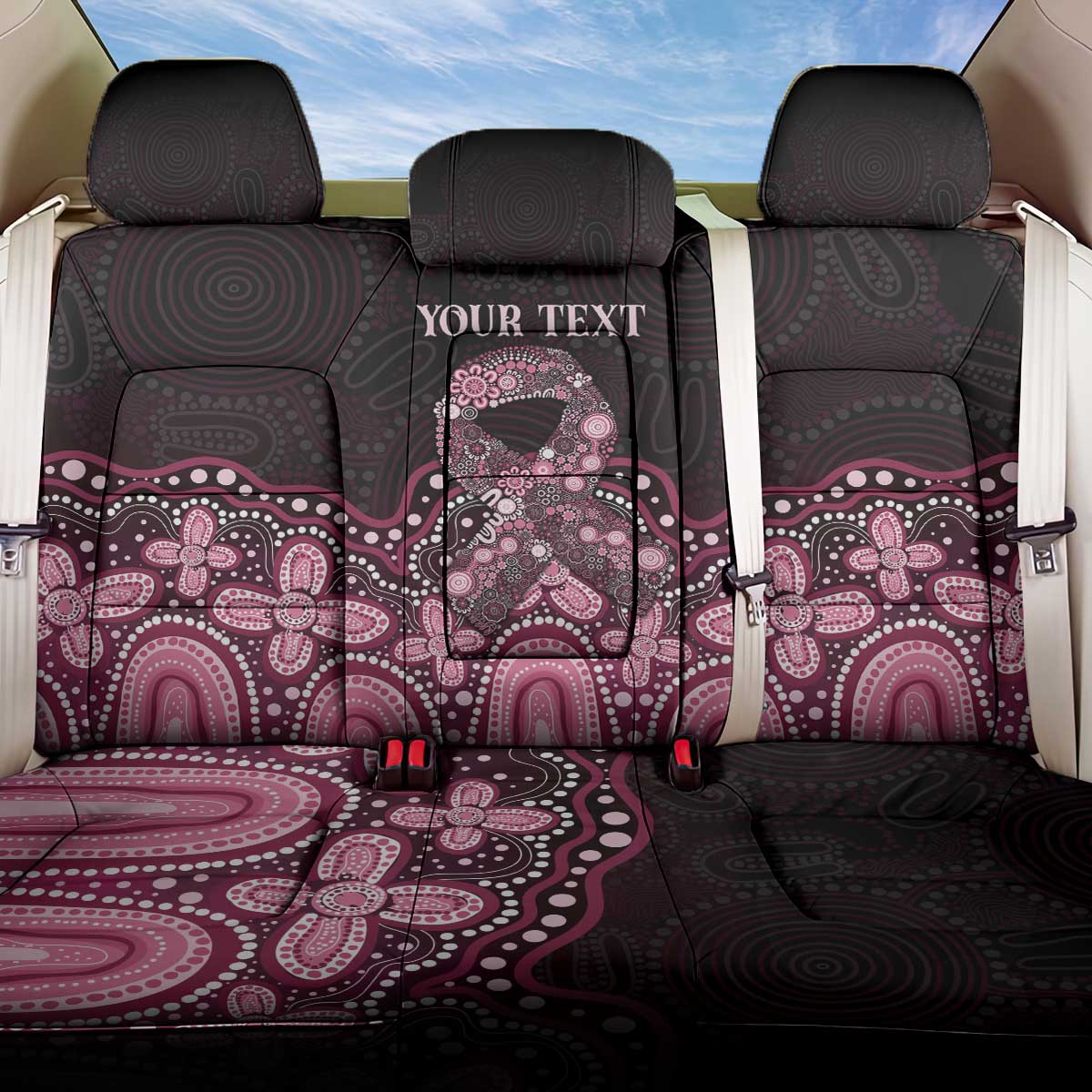 Australia Indigenous Personalized Back Car Seat Cover Aboriginal Pink Ribbon Art