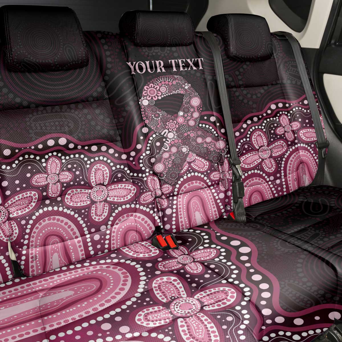 Australia Indigenous Personalized Back Car Seat Cover Aboriginal Pink Ribbon Art