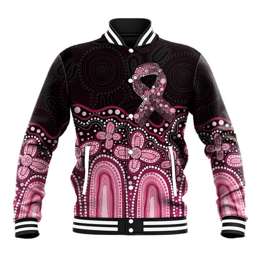 Australia Indigenous Personalized Baseball Jacket Aboriginal Pink Ribbon Art
