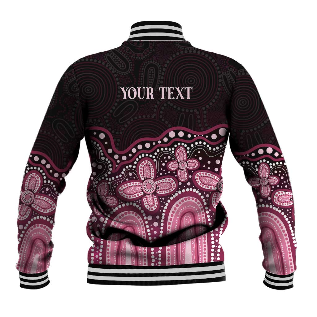 Australia Indigenous Personalized Baseball Jacket Aboriginal Pink Ribbon Art