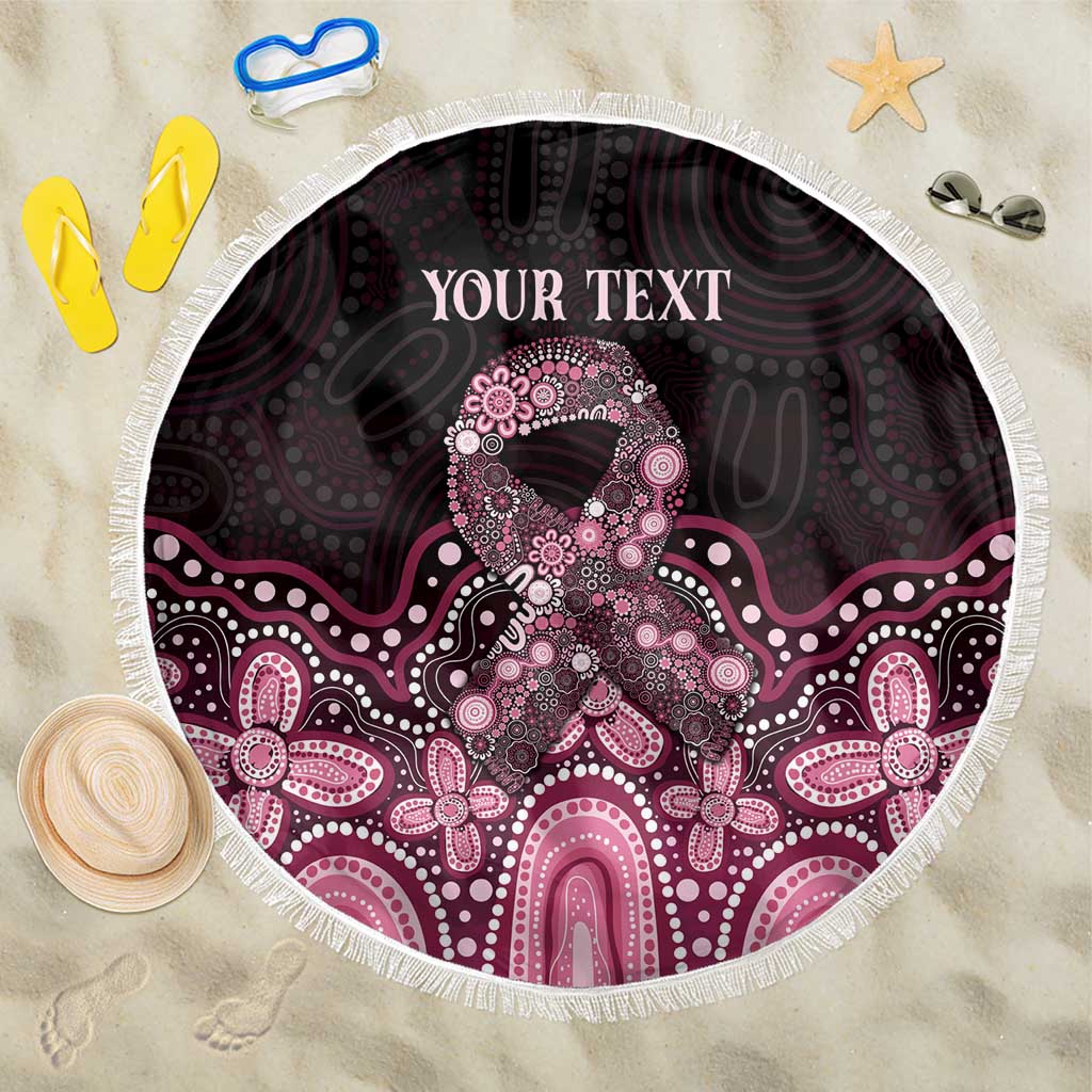 Australia Indigenous Personalized Beach Blanket Aboriginal Pink Ribbon Art