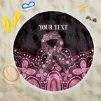 Australia Indigenous Personalized Beach Blanket Aboriginal Pink Ribbon Art