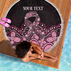Australia Indigenous Personalized Beach Blanket Aboriginal Pink Ribbon Art