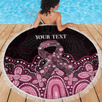 Australia Indigenous Personalized Beach Blanket Aboriginal Pink Ribbon Art