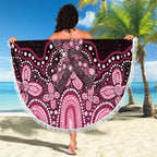 Australia Indigenous Personalized Beach Blanket Aboriginal Pink Ribbon Art