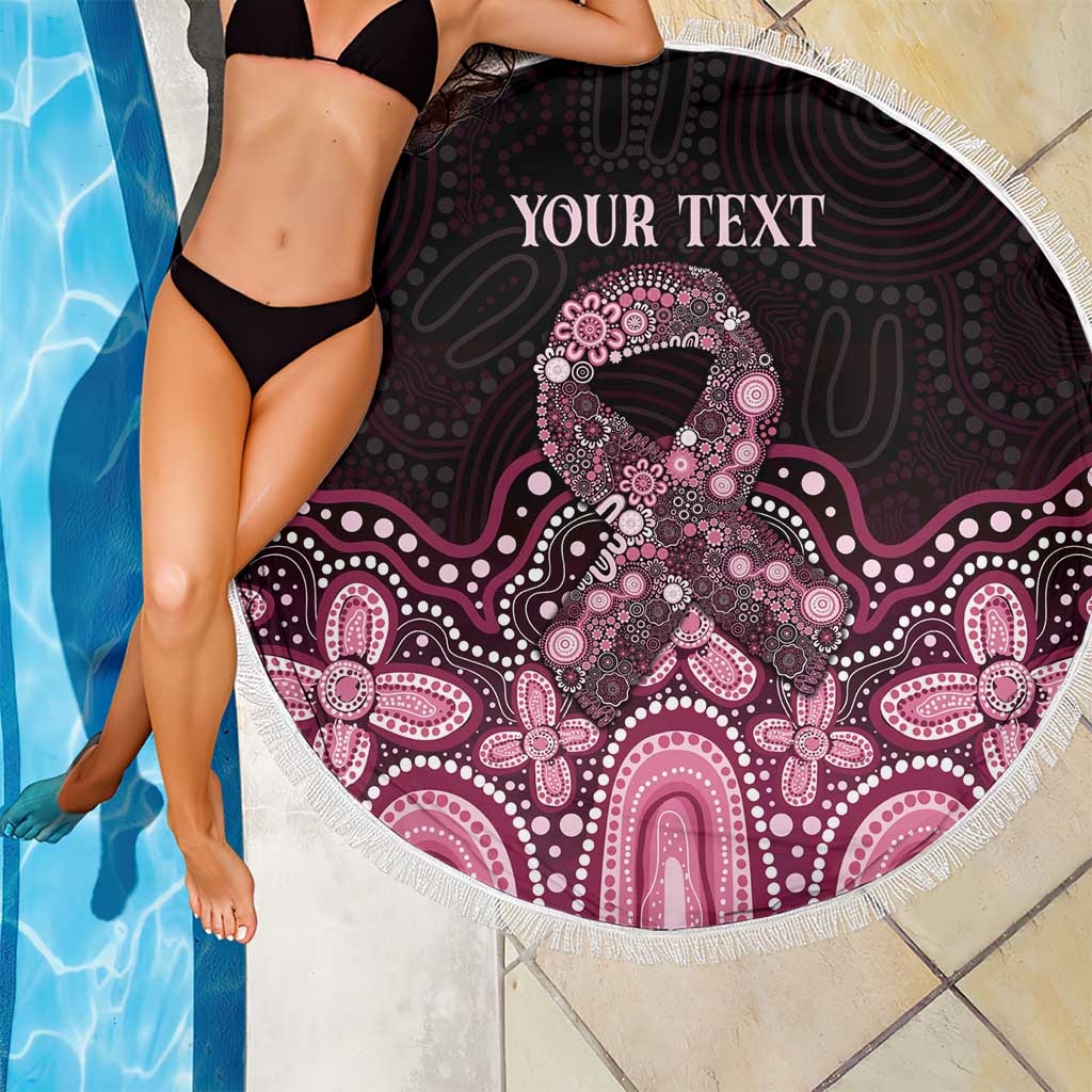 Australia Indigenous Personalized Beach Blanket Aboriginal Pink Ribbon Art