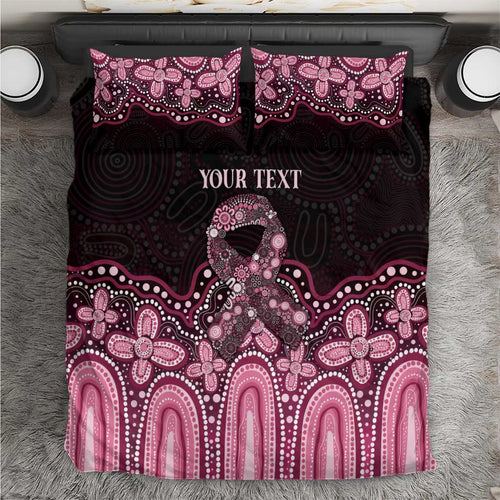 Australia Indigenous Personalized Bedding Set Aboriginal Pink Ribbon Art