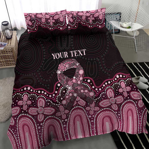 Australia Indigenous Personalized Bedding Set Aboriginal Pink Ribbon Art