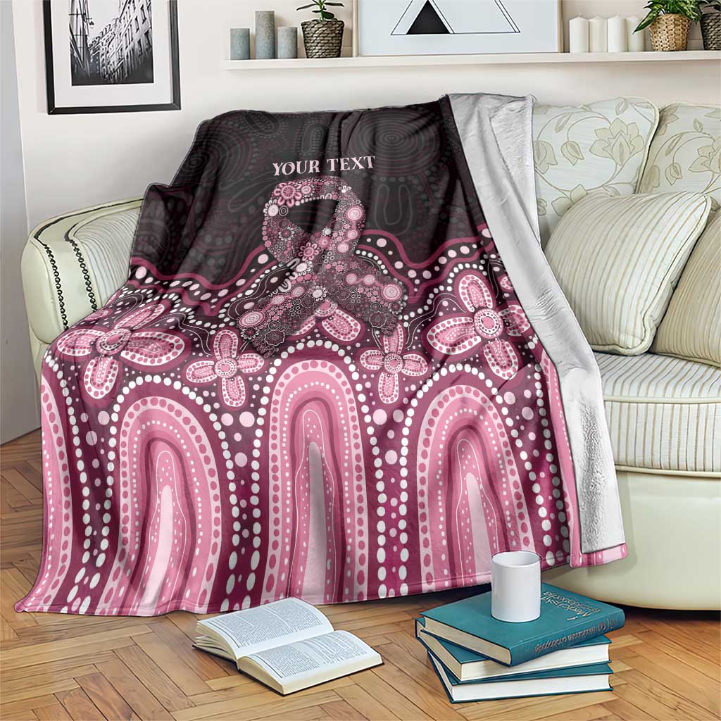 Australia Indigenous Personalized Blanket Aboriginal Pink Ribbon Art