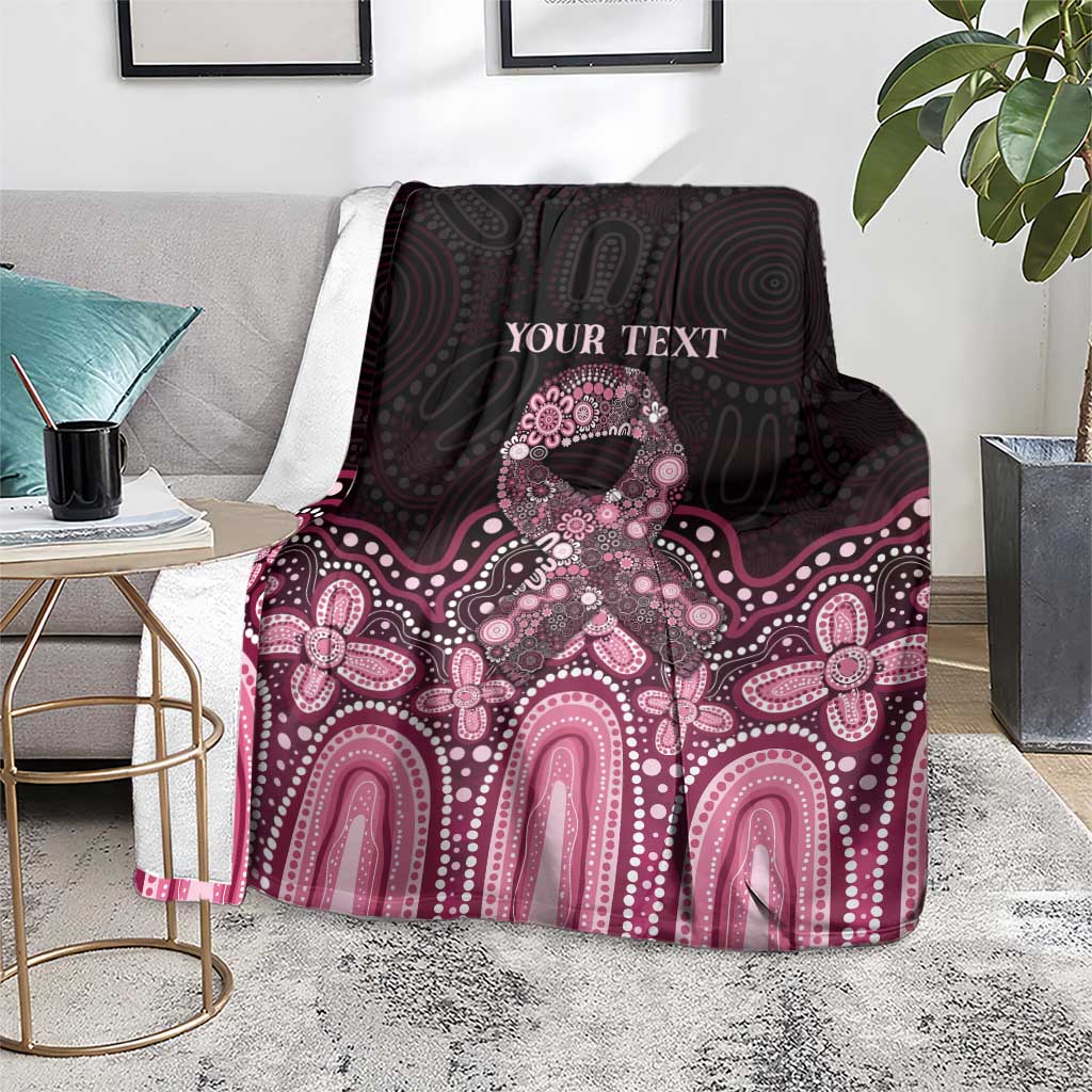 Australia Indigenous Personalized Blanket Aboriginal Pink Ribbon Art