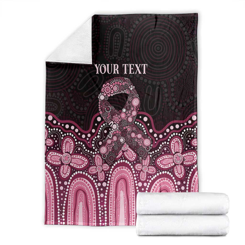 Australia Indigenous Personalized Blanket Aboriginal Pink Ribbon Art