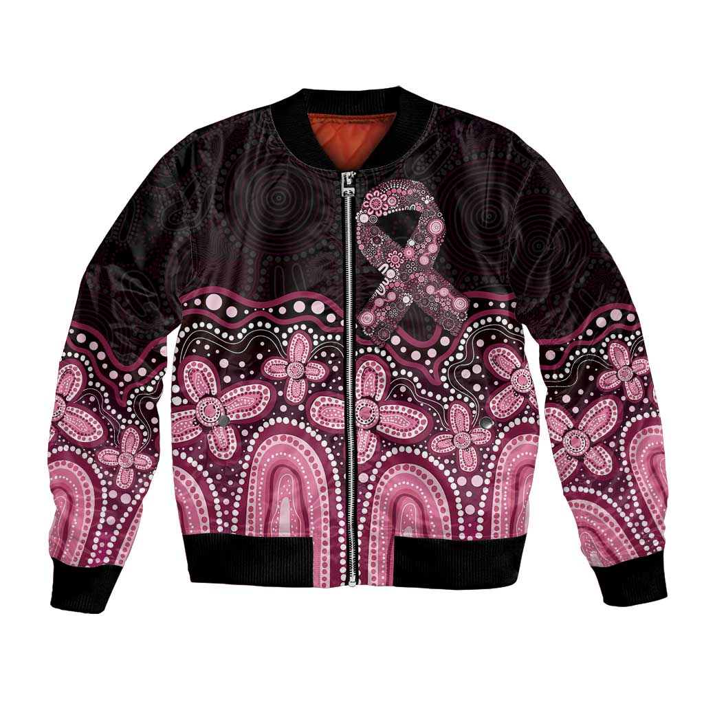 Australia Indigenous Personalized Bomber Jacket Aboriginal Pink Ribbon Art