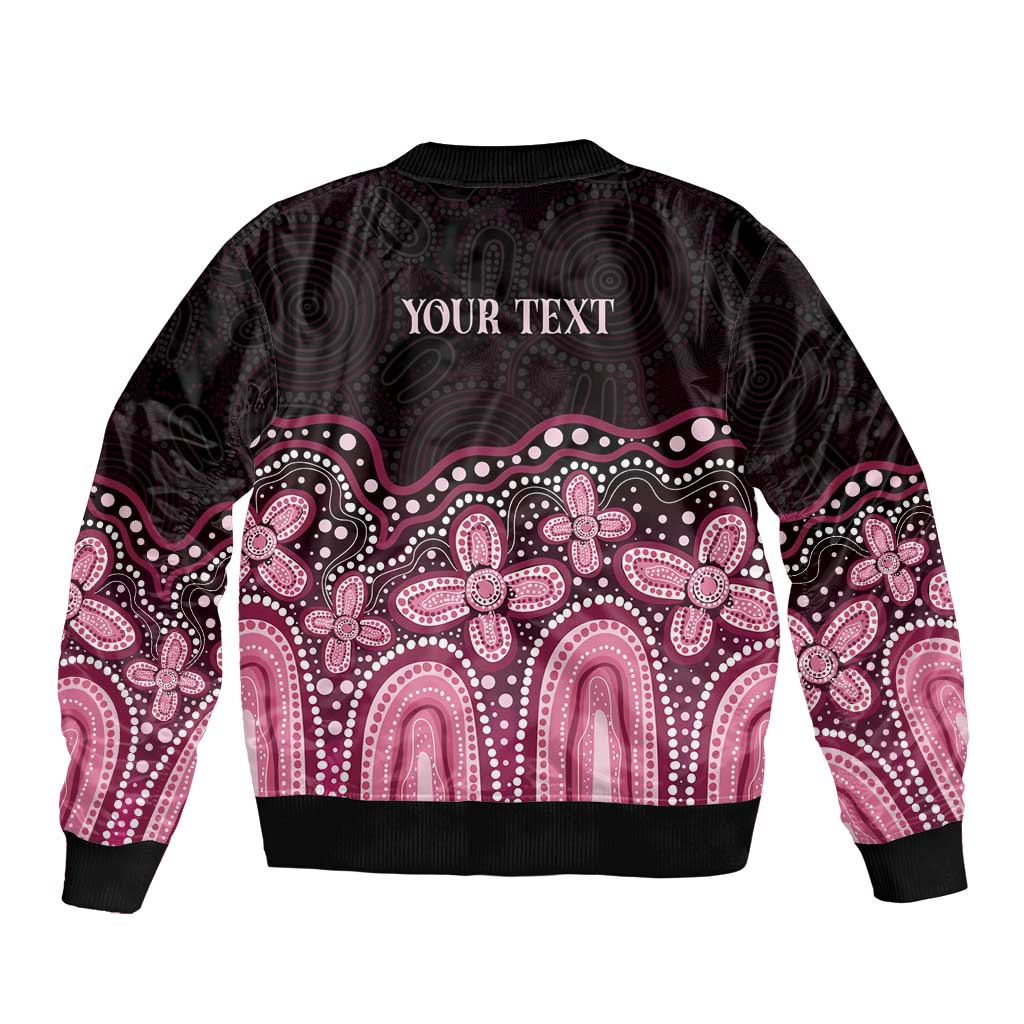 Australia Indigenous Personalized Bomber Jacket Aboriginal Pink Ribbon Art