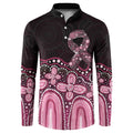 Australia Indigenous Personalized Button Sweatshirt Aboriginal Pink Ribbon Art
