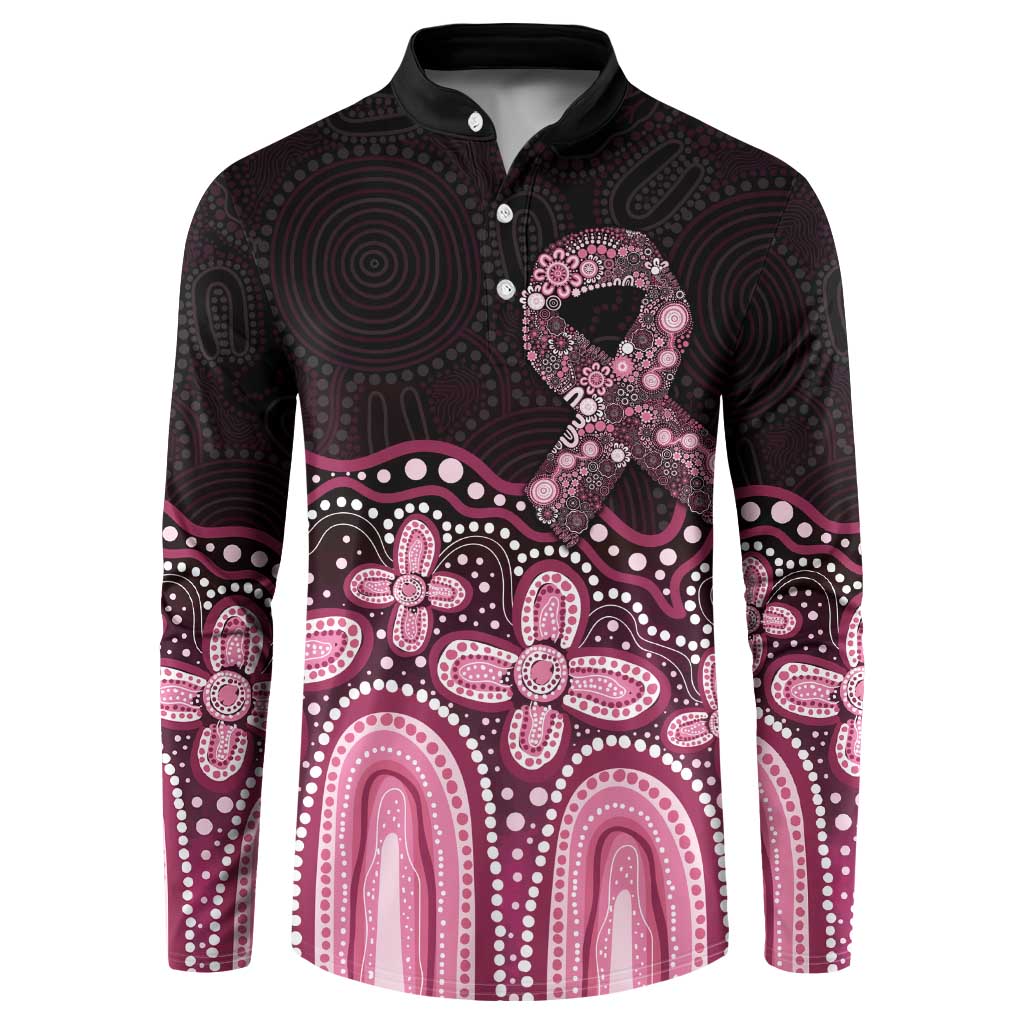 Australia Indigenous Personalized Button Sweatshirt Aboriginal Pink Ribbon Art
