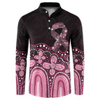 Australia Indigenous Personalized Button Sweatshirt Aboriginal Pink Ribbon Art