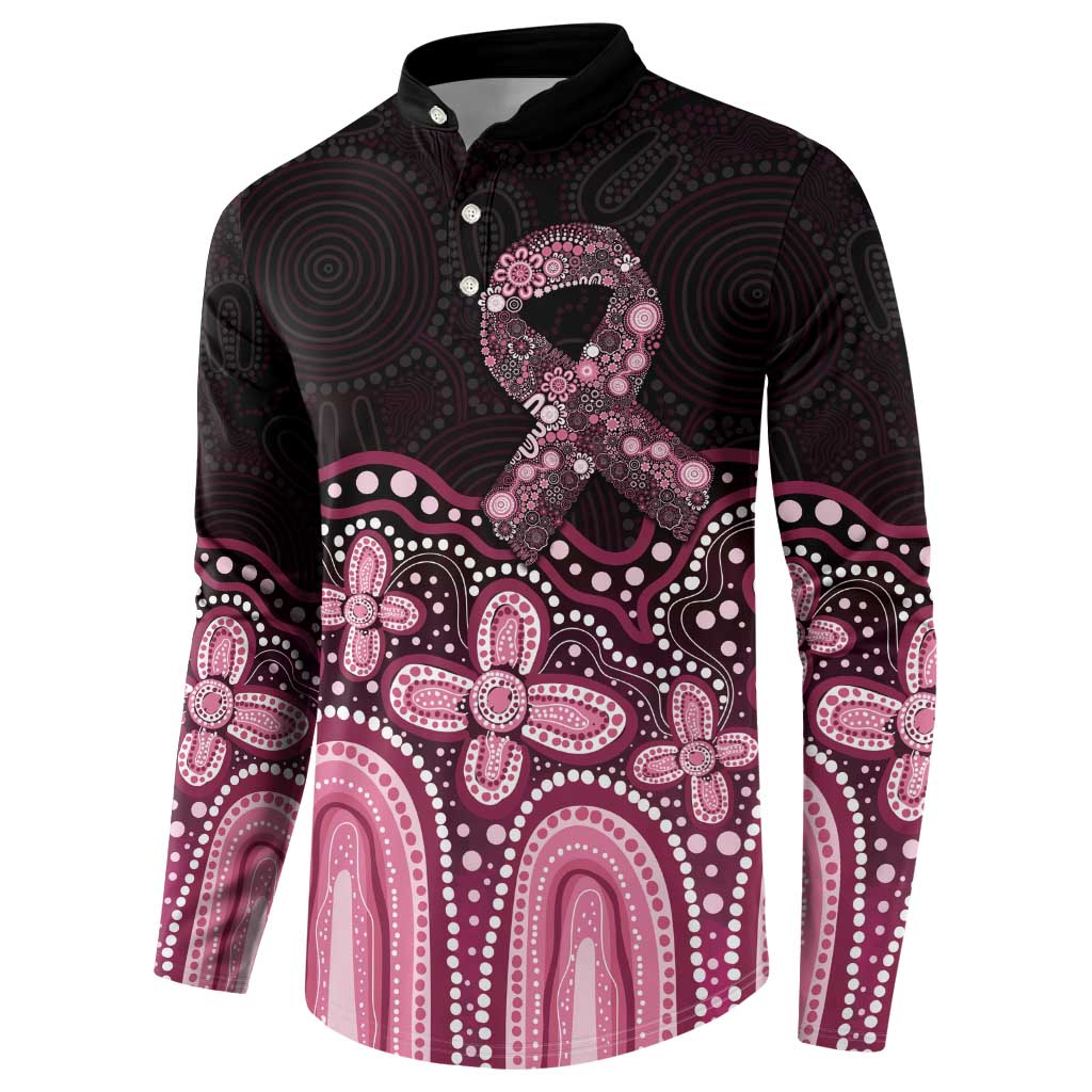 Australia Indigenous Personalized Button Sweatshirt Aboriginal Pink Ribbon Art