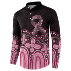 Australia Indigenous Personalized Button Sweatshirt Aboriginal Pink Ribbon Art