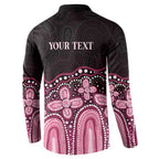 Australia Indigenous Personalized Button Sweatshirt Aboriginal Pink Ribbon Art
