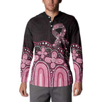 Australia Indigenous Personalized Button Sweatshirt Aboriginal Pink Ribbon Art