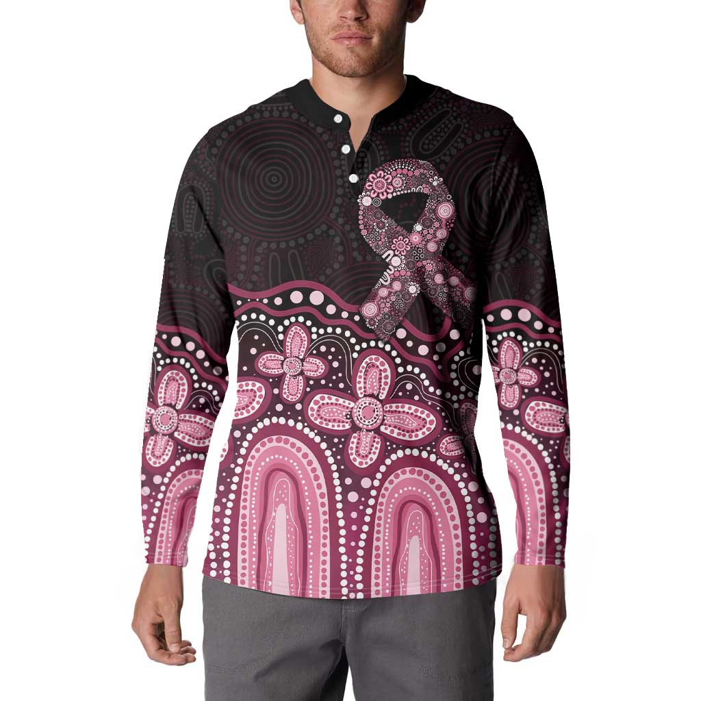 Australia Indigenous Personalized Button Sweatshirt Aboriginal Pink Ribbon Art