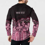 Australia Indigenous Personalized Button Sweatshirt Aboriginal Pink Ribbon Art