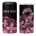 Australia Indigenous Personalized 4 in 1 Can Cooler Tumbler Aboriginal Pink Ribbon Art