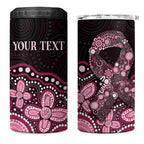 Australia Indigenous Personalized 4 in 1 Can Cooler Tumbler Aboriginal Pink Ribbon Art