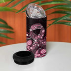 Australia Indigenous Personalized 4 in 1 Can Cooler Tumbler Aboriginal Pink Ribbon Art