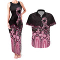 Australia Indigenous Personalized Couples Matching Tank Maxi Dress and Hawaiian Shirt Aboriginal Pink Ribbon Art