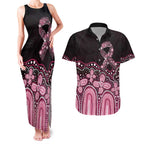 Australia Indigenous Personalized Couples Matching Tank Maxi Dress and Hawaiian Shirt Aboriginal Pink Ribbon Art