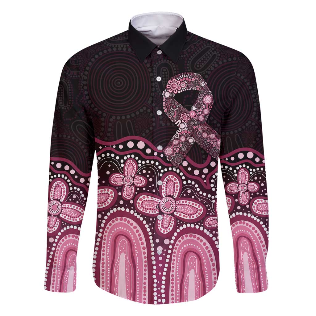Australia Indigenous Personalized Family Matching Long Sleeve Bodycon Dress and Hawaiian Shirt Aboriginal Pink Ribbon Art