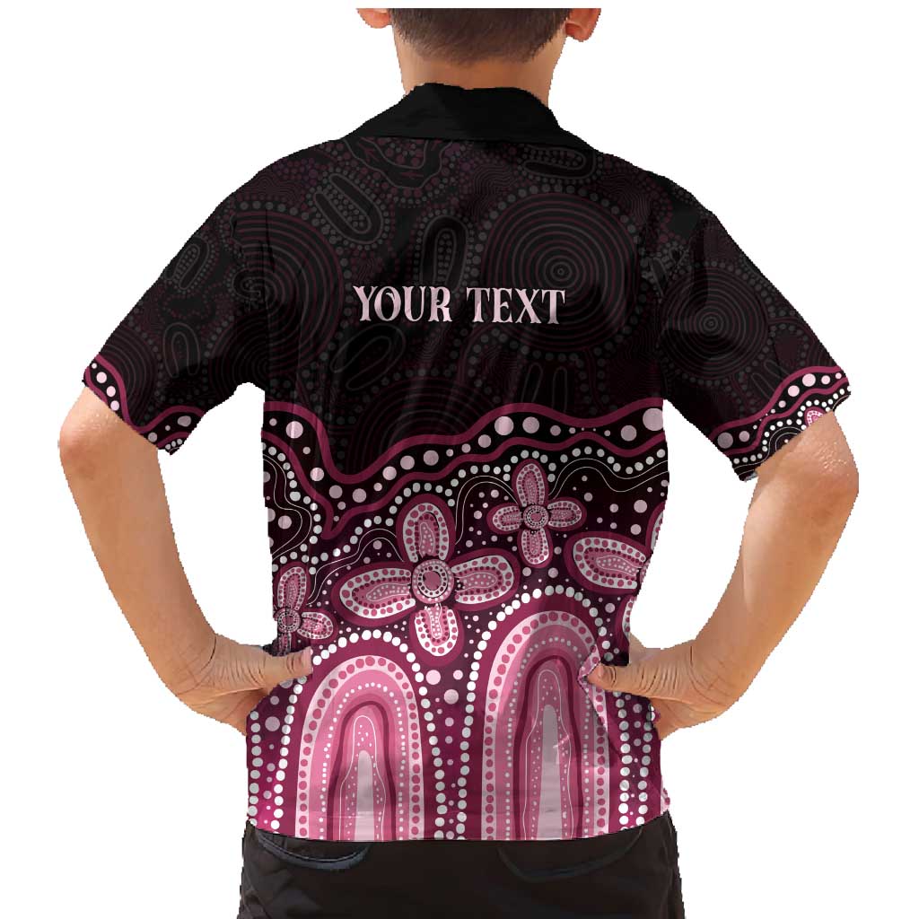 Australia Indigenous Personalized Family Matching Mermaid Dress and Hawaiian Shirt Aboriginal Pink Ribbon Art
