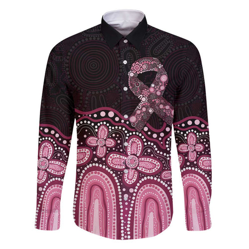 Australia Indigenous Personalized Family Matching Off The Shoulder Long Sleeve Dress and Hawaiian Shirt Aboriginal Pink Ribbon Art