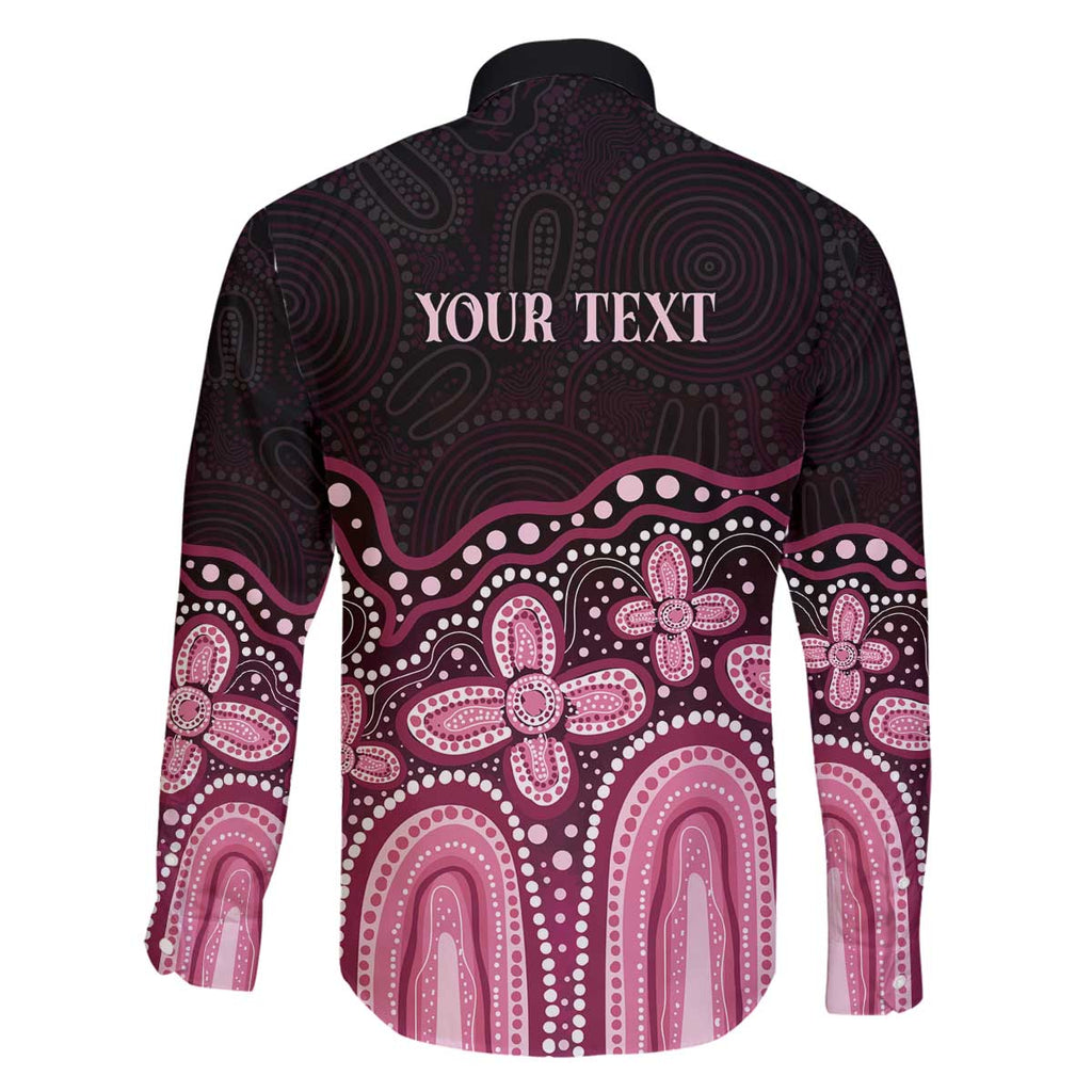 Australia Indigenous Personalized Family Matching Off The Shoulder Long Sleeve Dress and Hawaiian Shirt Aboriginal Pink Ribbon Art
