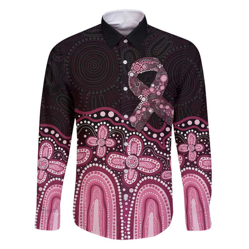 Australia Indigenous Personalized Family Matching Off Shoulder Maxi Dress and Hawaiian Shirt Aboriginal Pink Ribbon Art