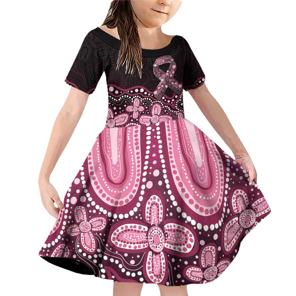 Australia Indigenous Personalized Family Matching Off Shoulder Short Dress and Hawaiian Shirt Aboriginal Pink Ribbon Art