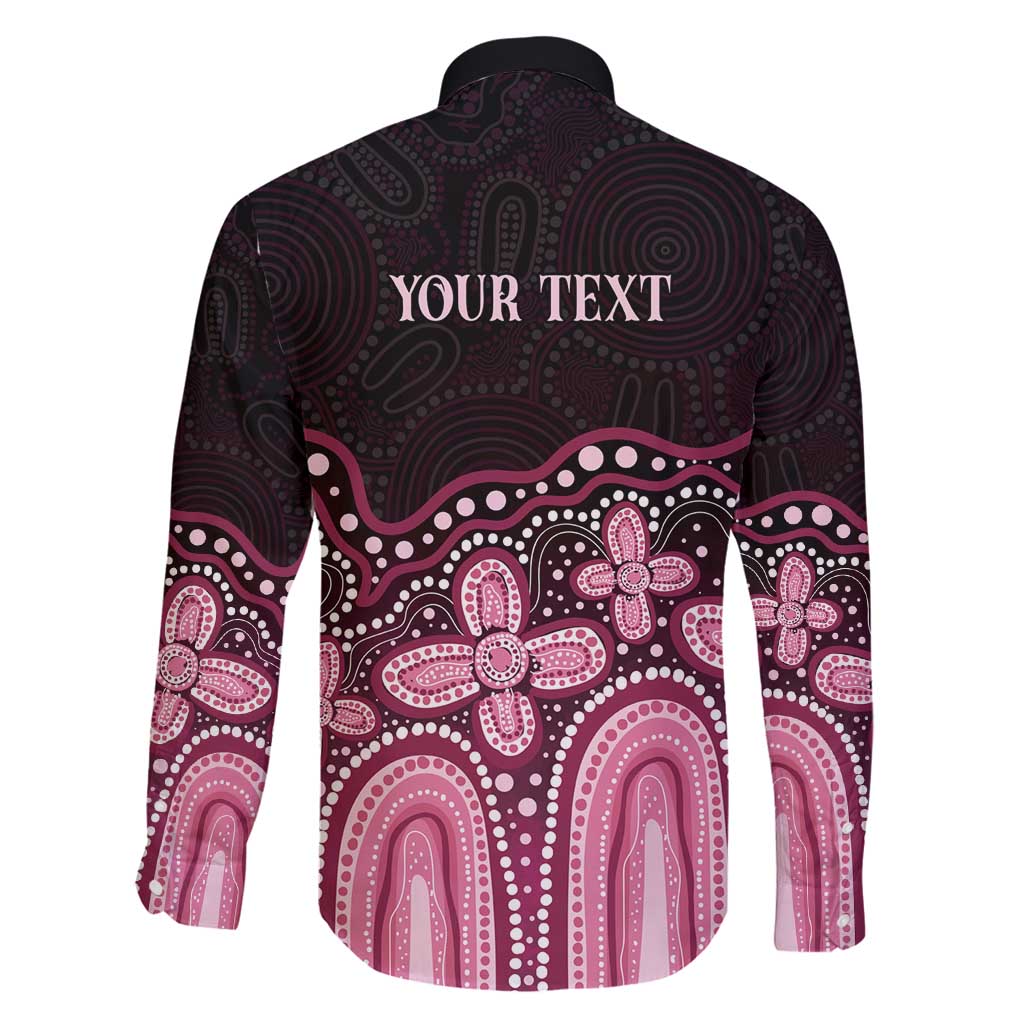 Australia Indigenous Personalized Family Matching Off Shoulder Short Dress and Hawaiian Shirt Aboriginal Pink Ribbon Art