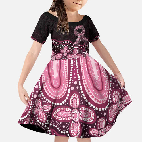 Australia Indigenous Personalized Family Matching Puletasi and Hawaiian Shirt Aboriginal Pink Ribbon Art
