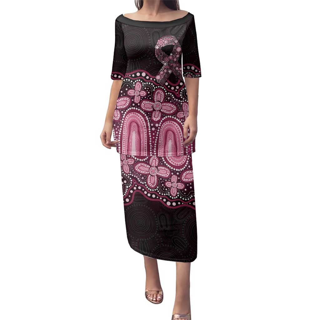 Australia Indigenous Personalized Family Matching Puletasi and Hawaiian Shirt Aboriginal Pink Ribbon Art