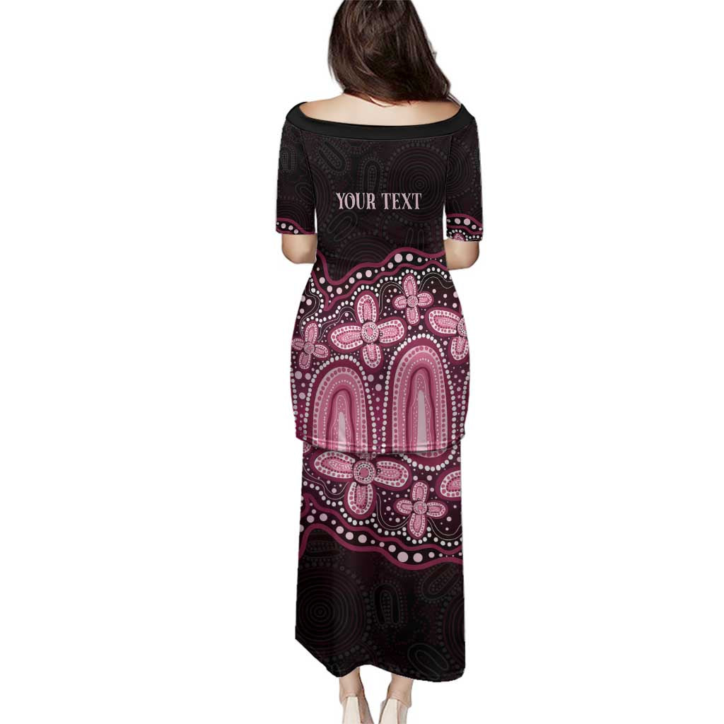 Australia Indigenous Personalized Family Matching Puletasi and Hawaiian Shirt Aboriginal Pink Ribbon Art
