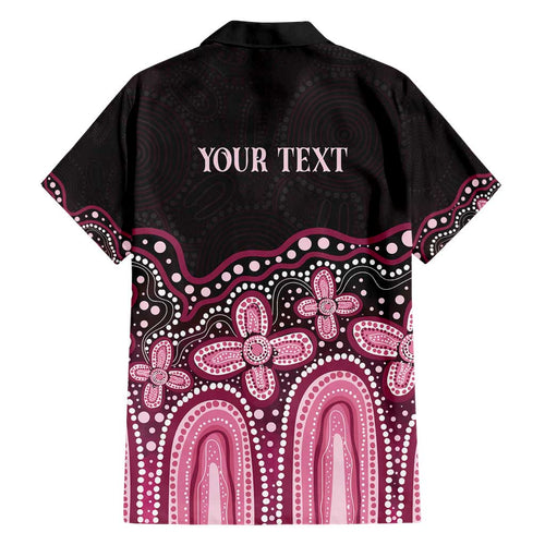 Australia Indigenous Personalized Family Matching Short Sleeve Bodycon Dress and Hawaiian Shirt Aboriginal Pink Ribbon Art