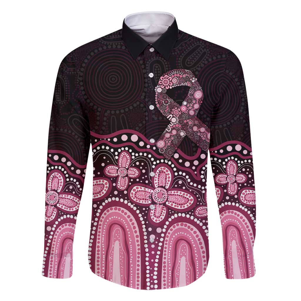 Australia Indigenous Personalized Family Matching Short Sleeve Bodycon Dress and Hawaiian Shirt Aboriginal Pink Ribbon Art