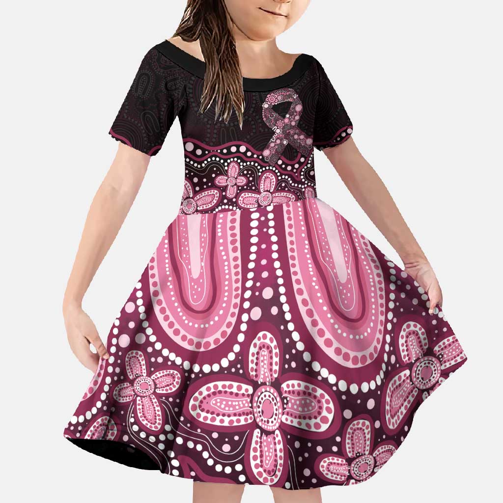 Australia Indigenous Personalized Family Matching Summer Maxi Dress and Hawaiian Shirt Aboriginal Pink Ribbon Art
